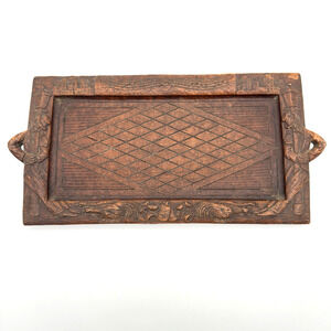 Vintage Syroco Wood Tray Catchall Music Drinking City Man Cave Barware Cards